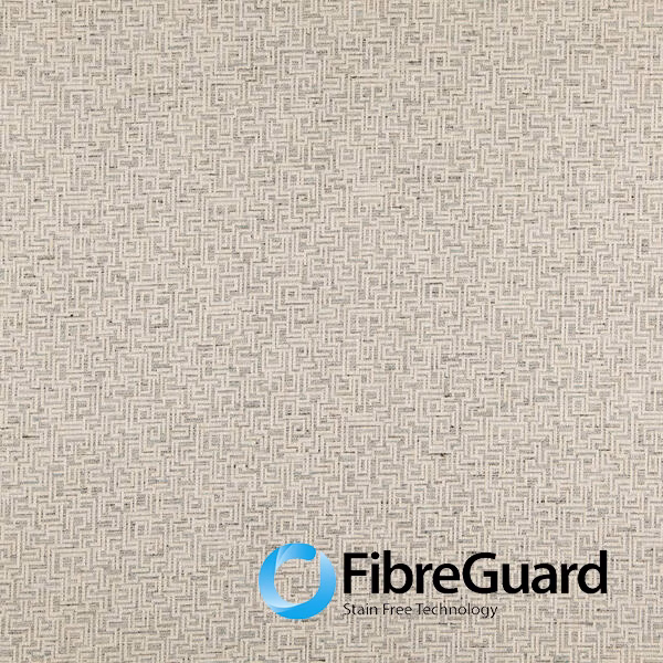 Pale stone-beige Massari fabric with a fine woven maze pattern and subtle taupe texture