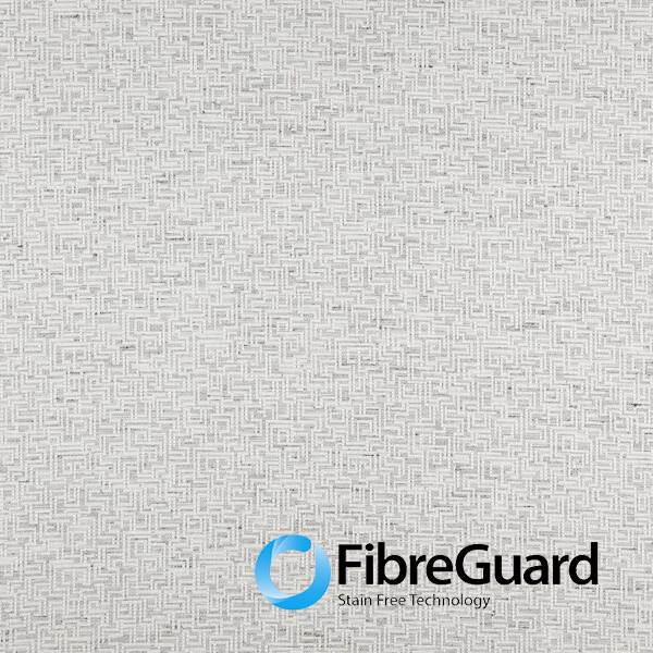 Soft eggshell woven fabric with a fine all-over maze-like geometric pattern