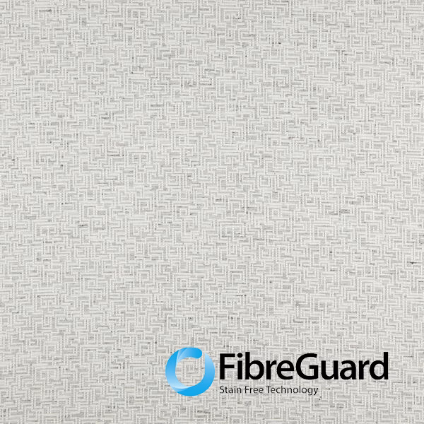 Soft eggshell woven fabric with a fine all-over maze-like geometric pattern
