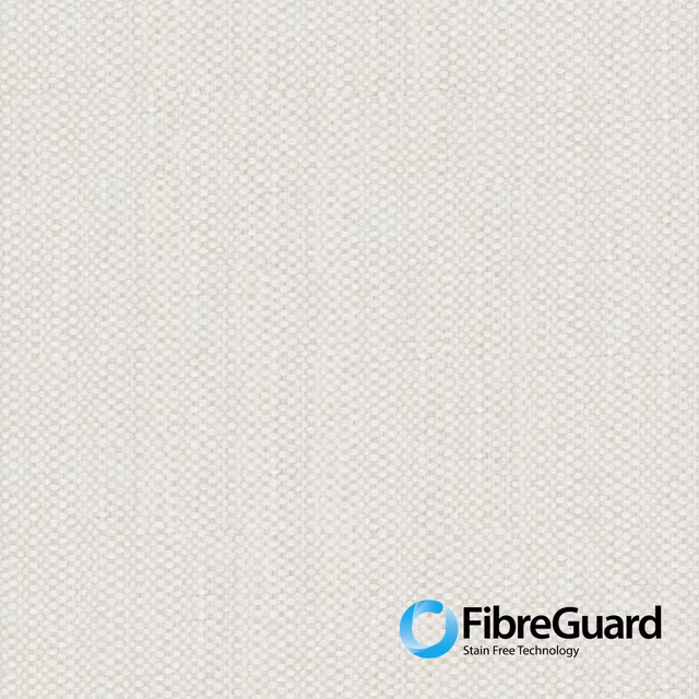 Warm ivory fabric with a fine woven micro-check texture and FibreGuard logo