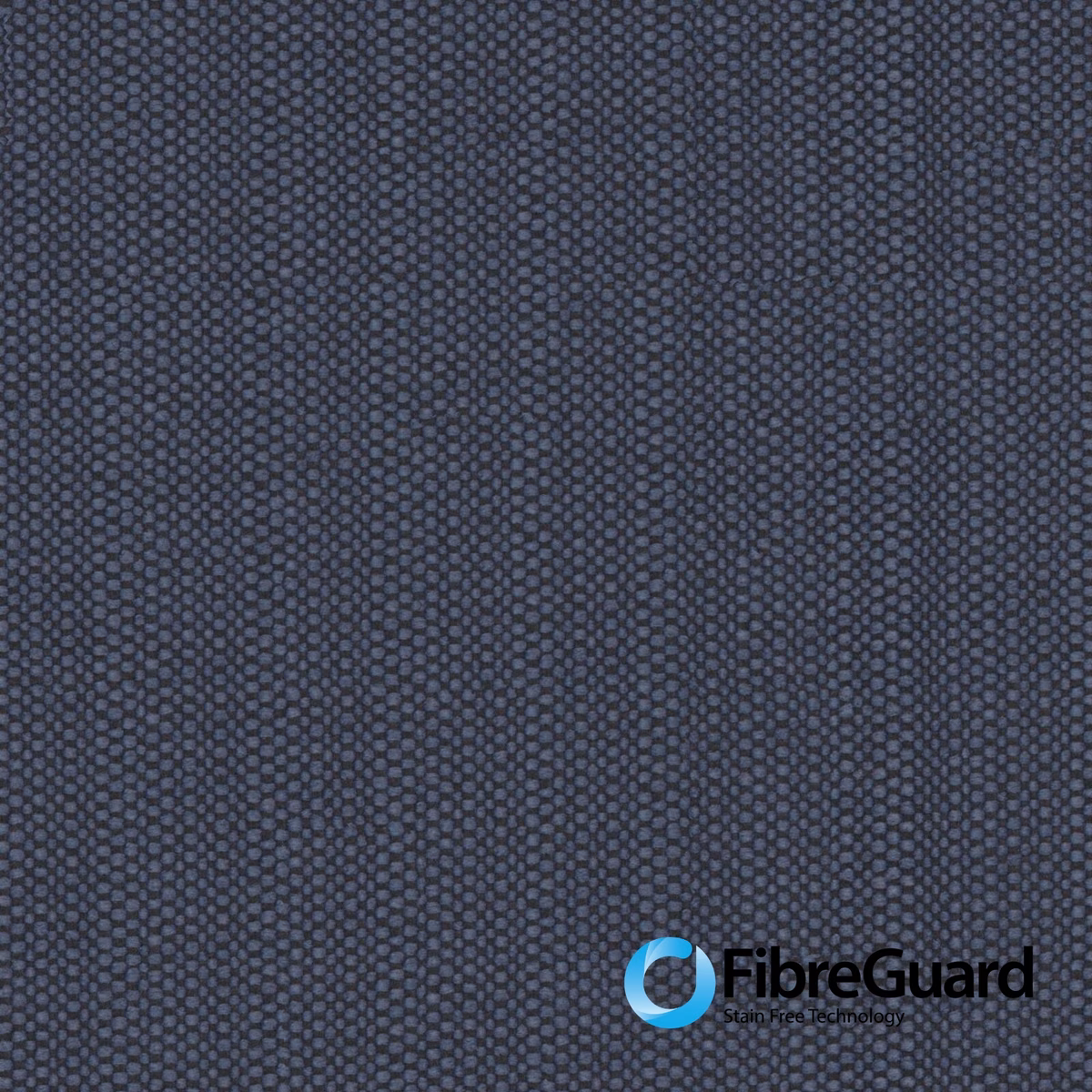 Deep indigo woven swatch with tiny linked oval texture and subtle blue-grey highlights