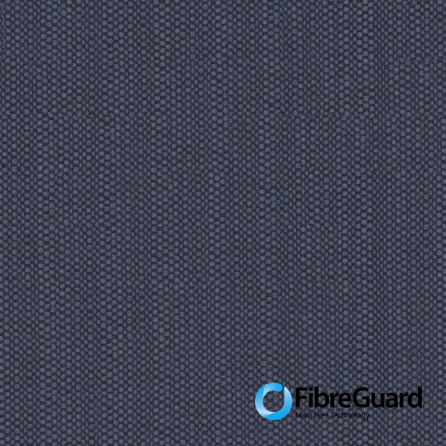 Deep indigo woven swatch with tiny linked oval texture and subtle blue-grey highlights