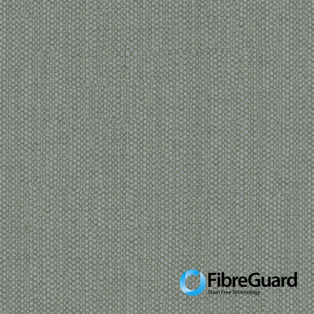 Muted lichen-grey woven fabric with tiny linked geometric motifs and subtle vertical texture