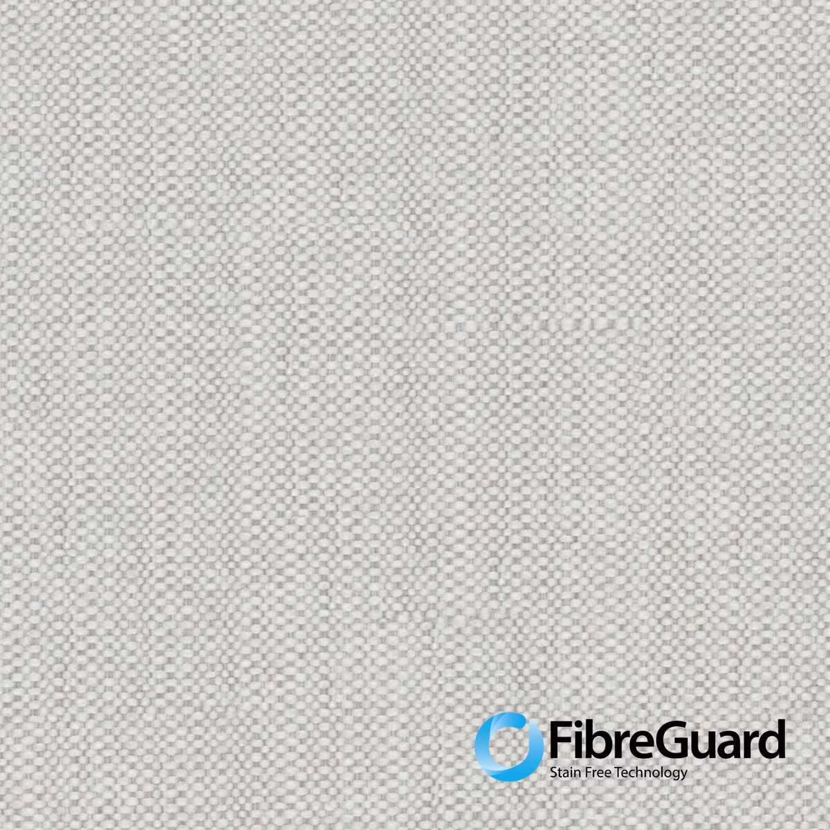 Pale stone-grey fabric with tiny woven geometric texture and visible FibreGuard mark