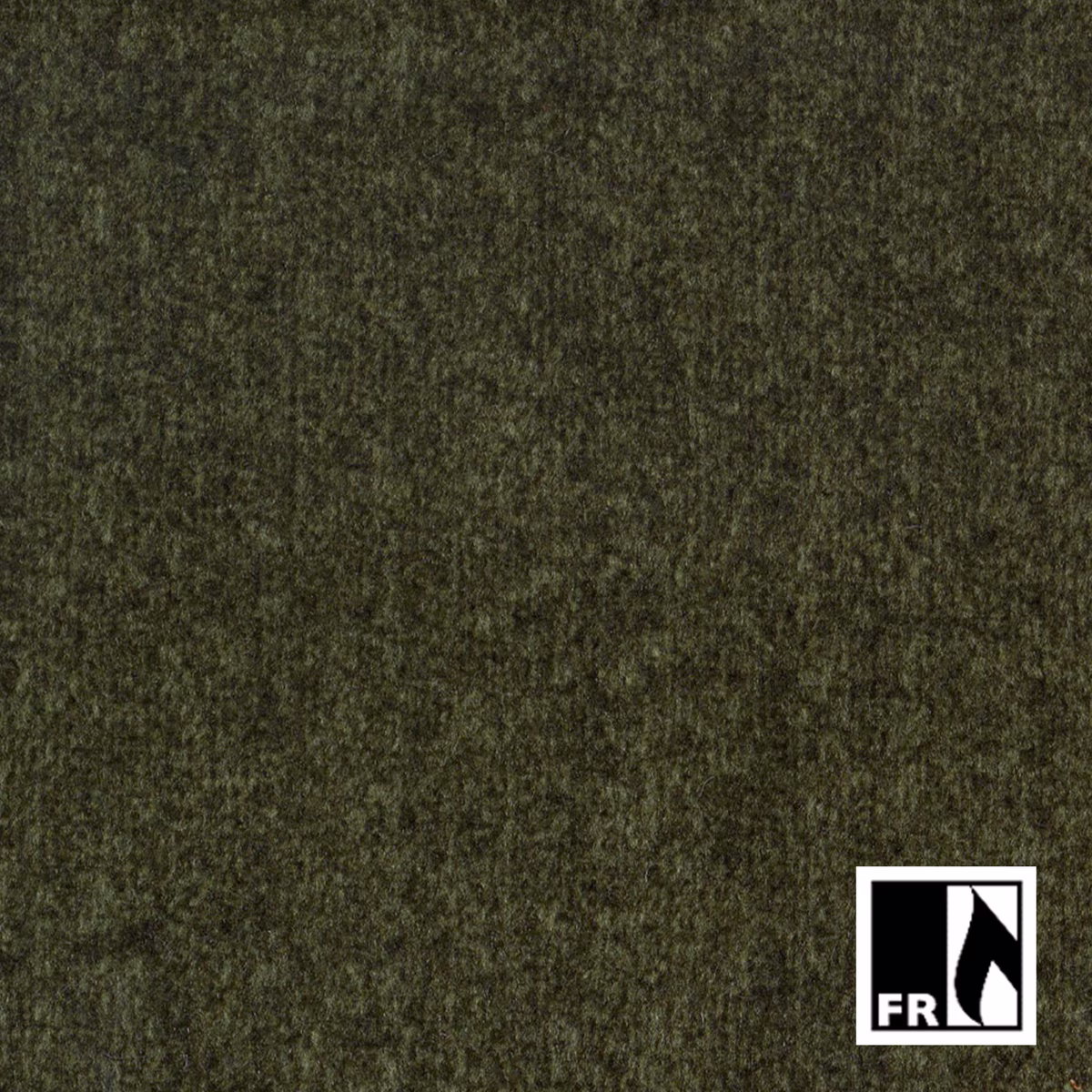 Deep moss-green fabric with softly mottled, short-napped surface and olive shading