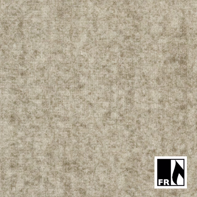 Mottled natural beige textile swatch with cloudy brushed texture and visible FR logo