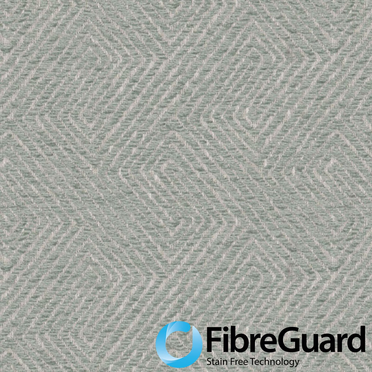Pale Spa blue-green fabric with a softly raised, broken chevron weave