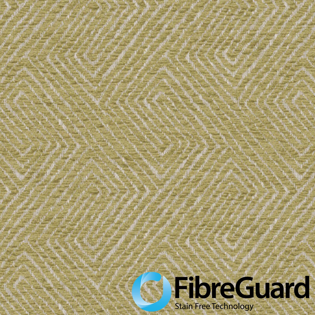 Muted olive-beige woven ground with ivory broken chevrons and tactile texture