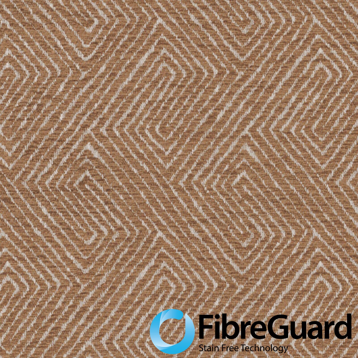 Warm tan woven textile with ivory nested diamonds and chevron lines