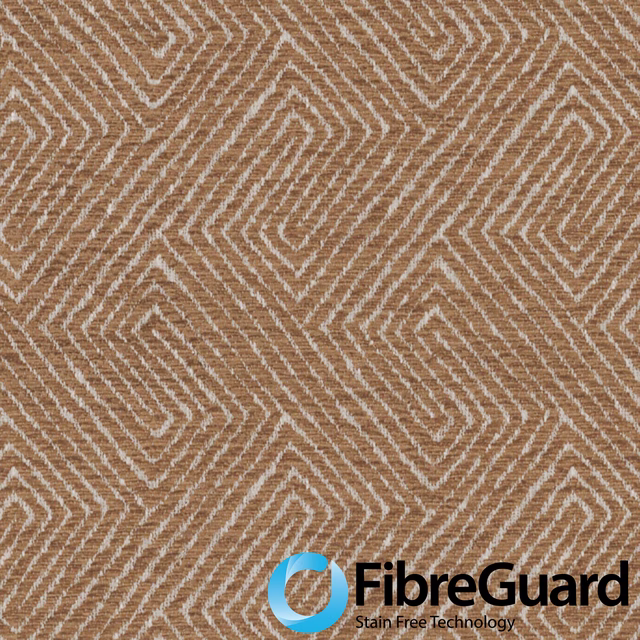 Warm tan woven textile with ivory nested diamonds and chevron lines