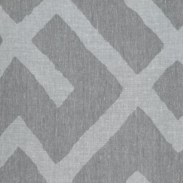 Storm grey woven fabric with pale intersecting diamond bands and fine vertical texture