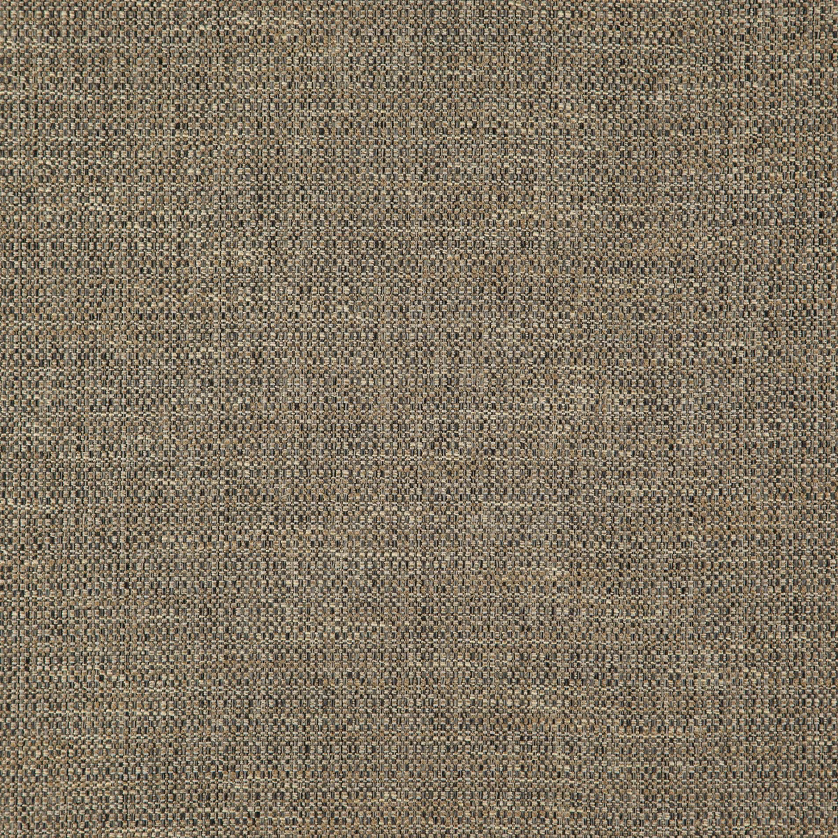 Close-up of taupe-grey woven fabric with fine brown, cream and charcoal flecks