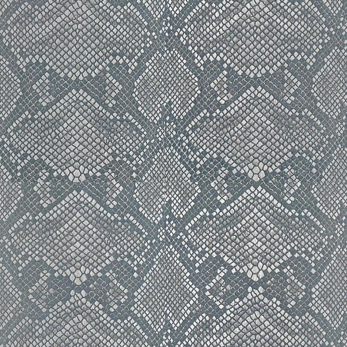 Close-up of muted blue-grey woven fabric with repeating diamond geometric pattern