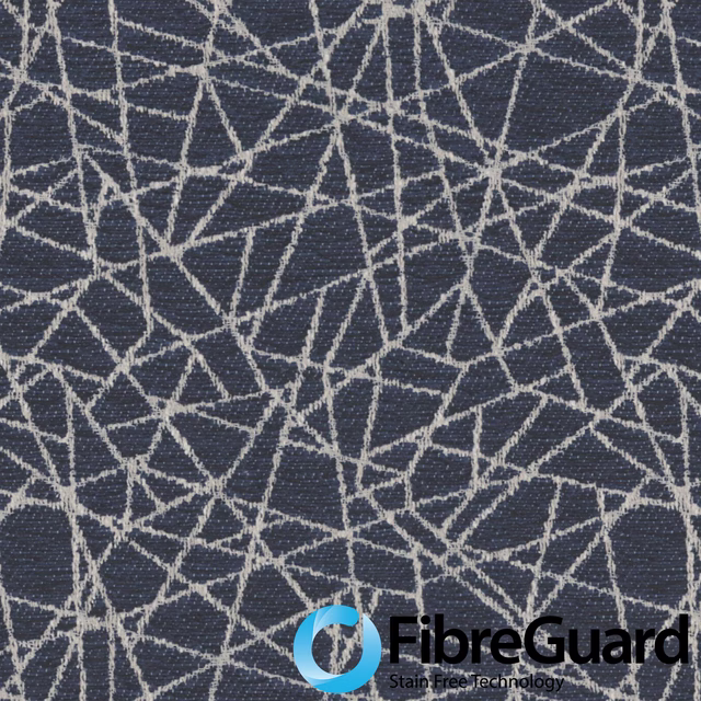 Midnight navy woven fabric with pale irregular intersecting lines and textured surface