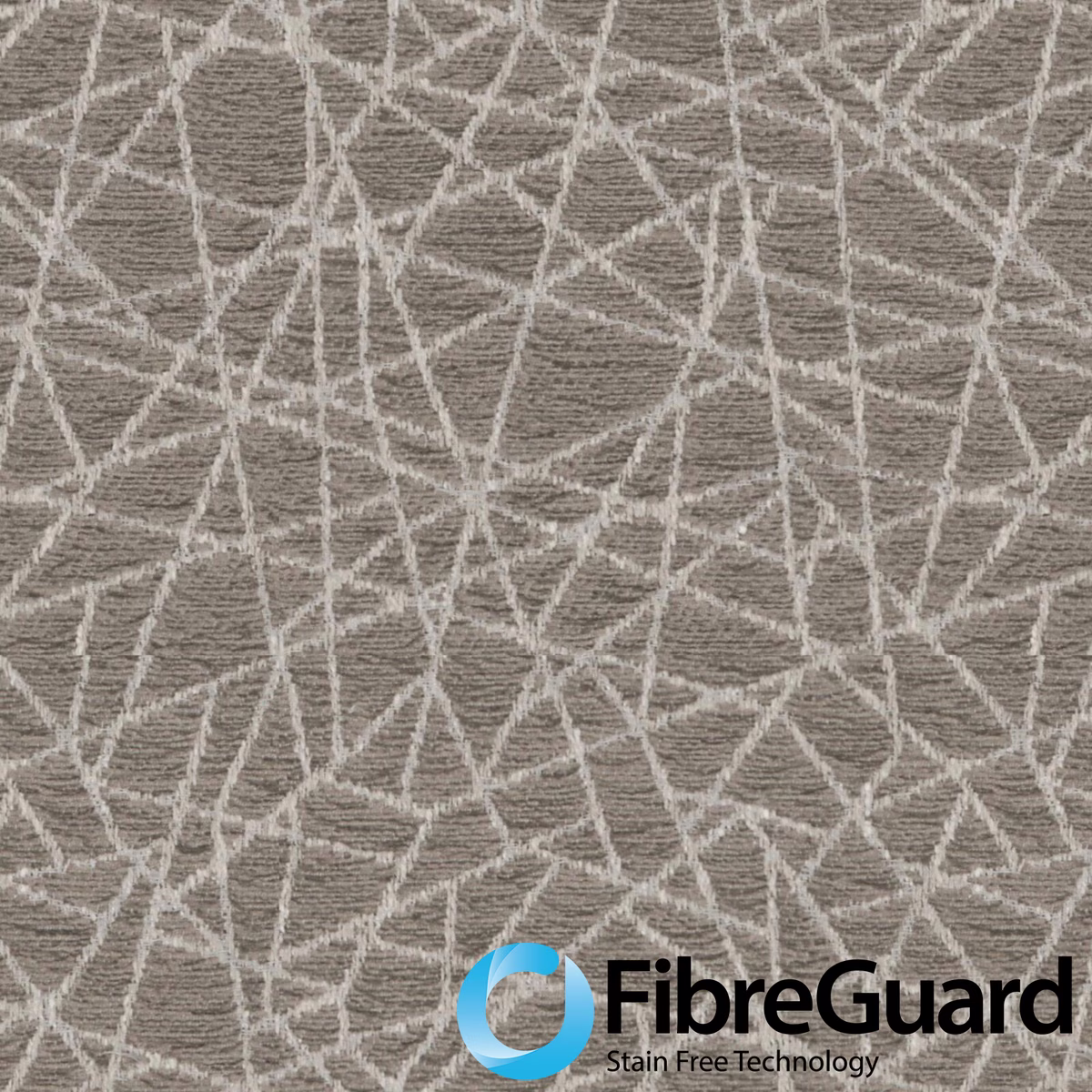 Soft grey woven fabric with pale tangled lines and fine horizontal texture