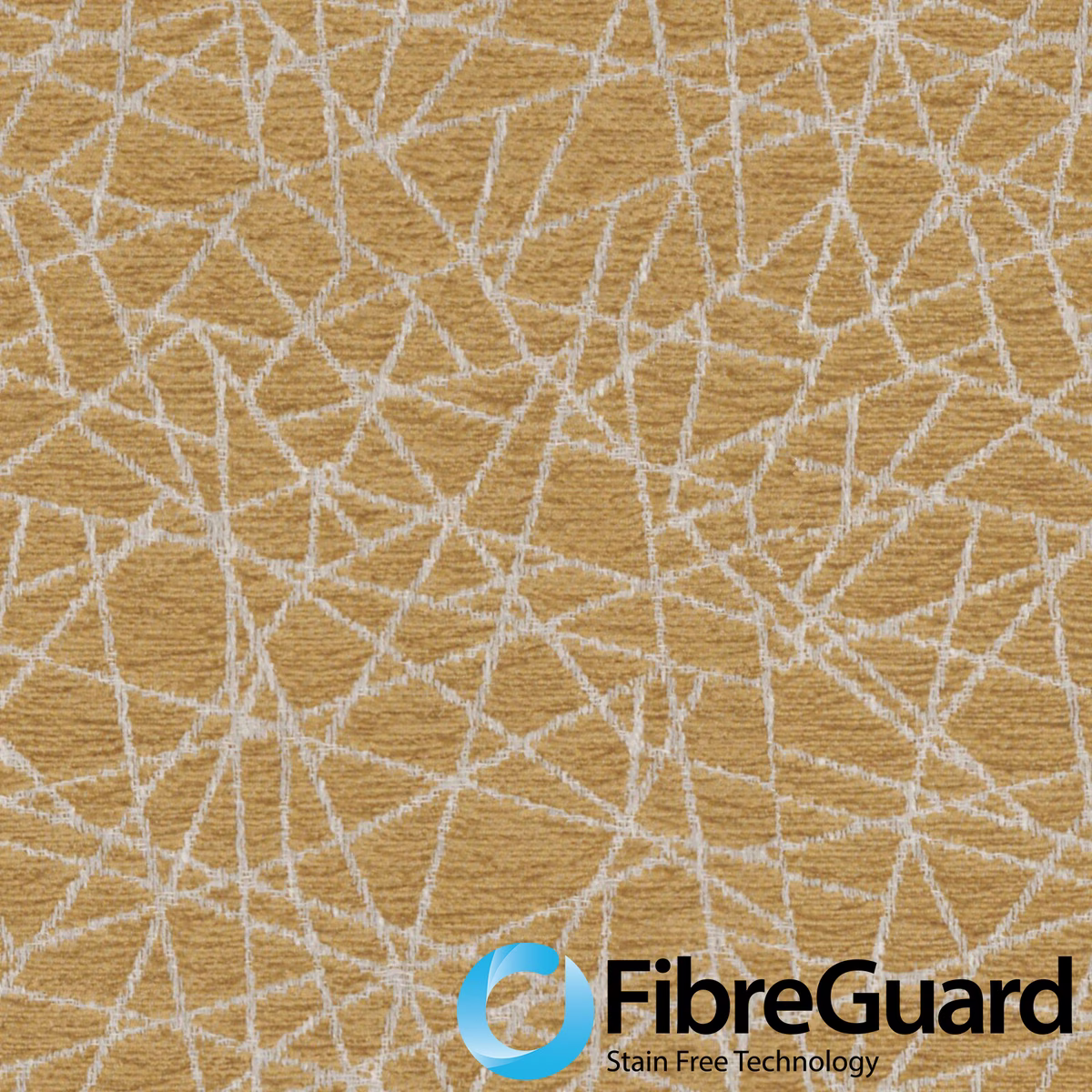 Warm gold woven ground with cream angular lines and fine horizontal texture