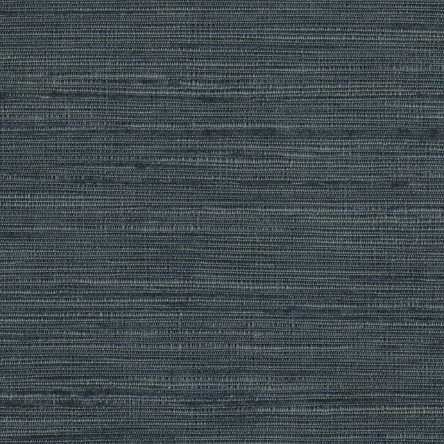 Close view of dark denim-blue textile with compact, rippled horizontal weave