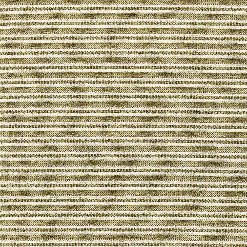 Close-up of cream and muted pear-olive fabric with narrow irregular horizontal stripes