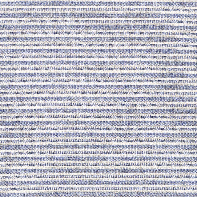 Close view of cool ice-blue and white horizontal woven stripes with tactile texture