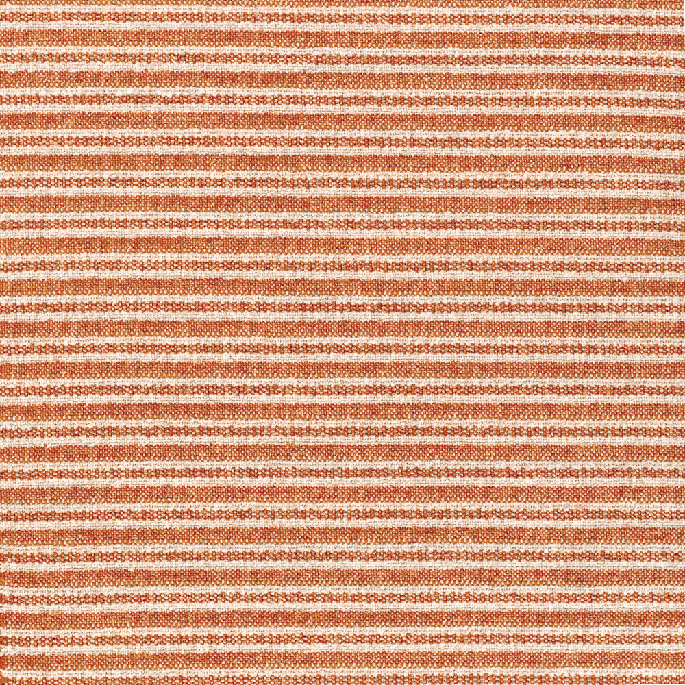 Warm terracotta and ivory woven fabric with irregular narrow horizontal stripes
