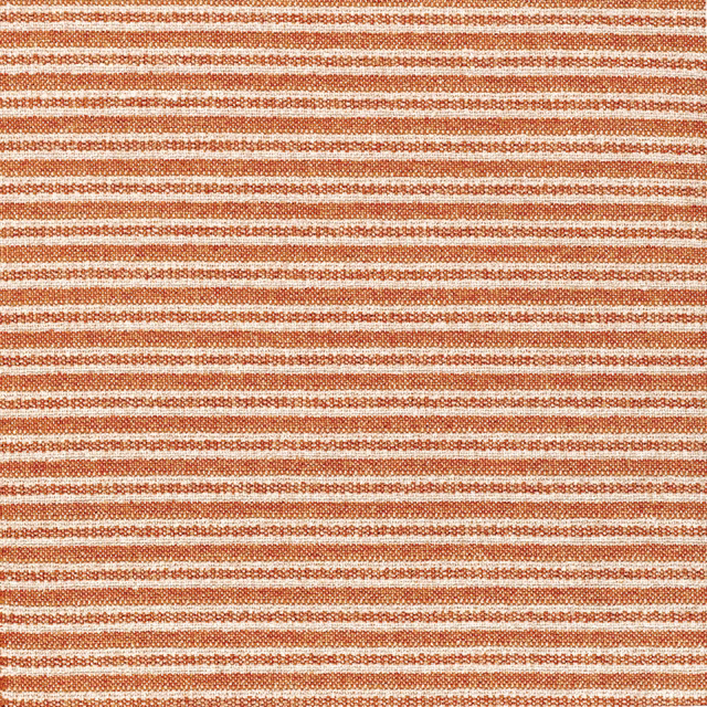 Warm terracotta and ivory woven fabric with irregular narrow horizontal stripes