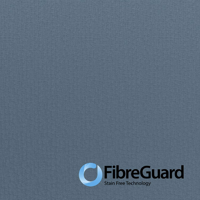 Close-up of muted slate-blue plain weave with fine vertical texture
