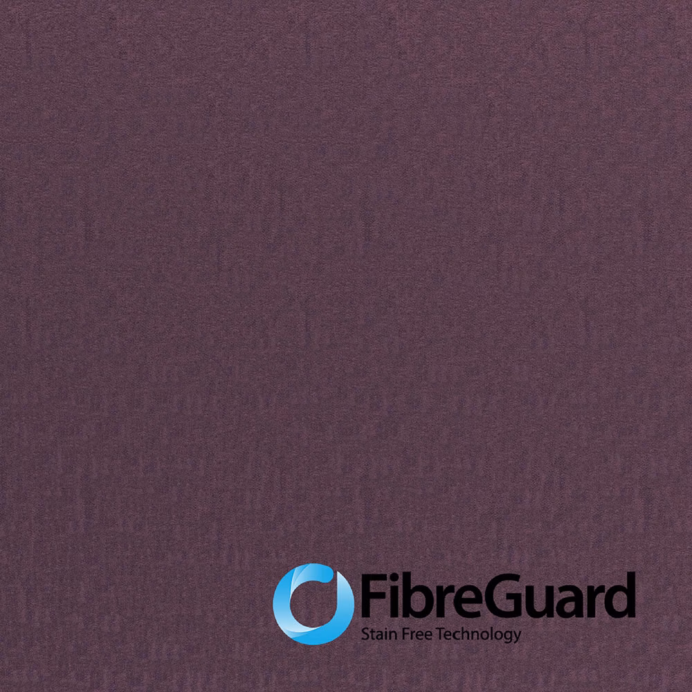Deep aubergine woven textile with subtle vertical striations and FibreGuard logo