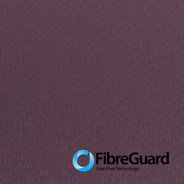 Deep aubergine woven textile with subtle vertical striations and FibreGuard logo