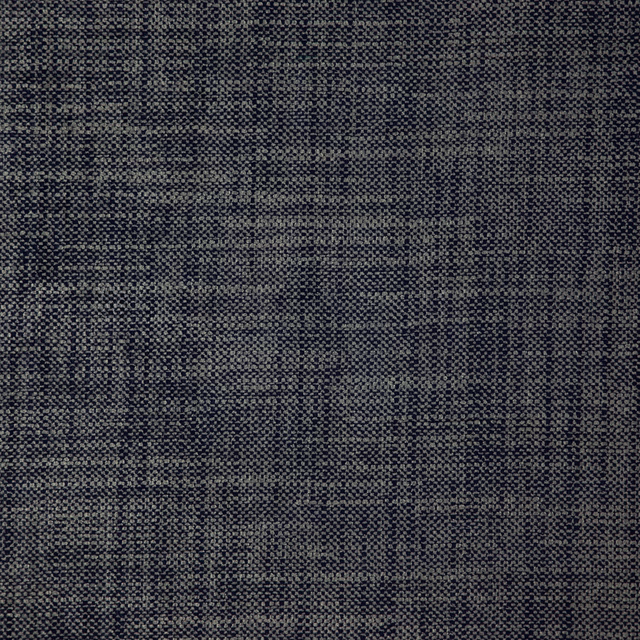 Close-up of dark navy woven fabric with charcoal flecks and irregular horizontal texture