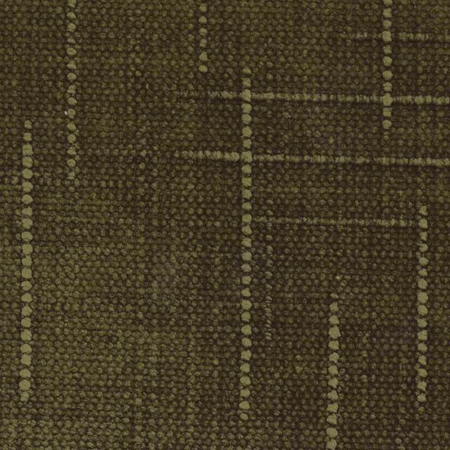 Close-up of dark olive nubby weave with irregular vertical and horizontal lines