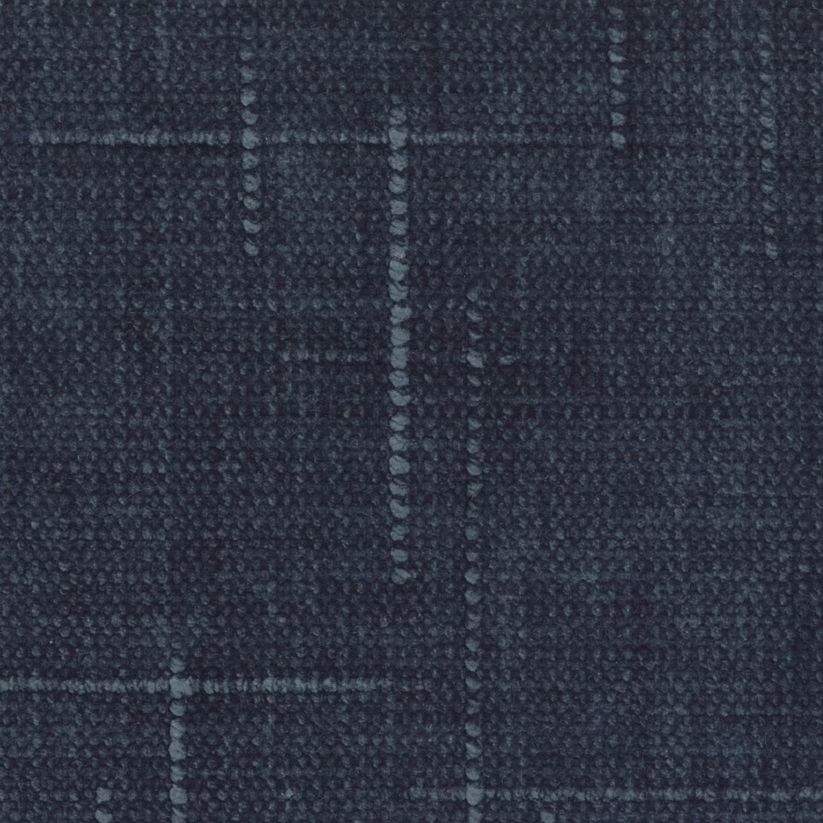 Deep ink-blue and charcoal woven check with a softly raised, pebbled texture