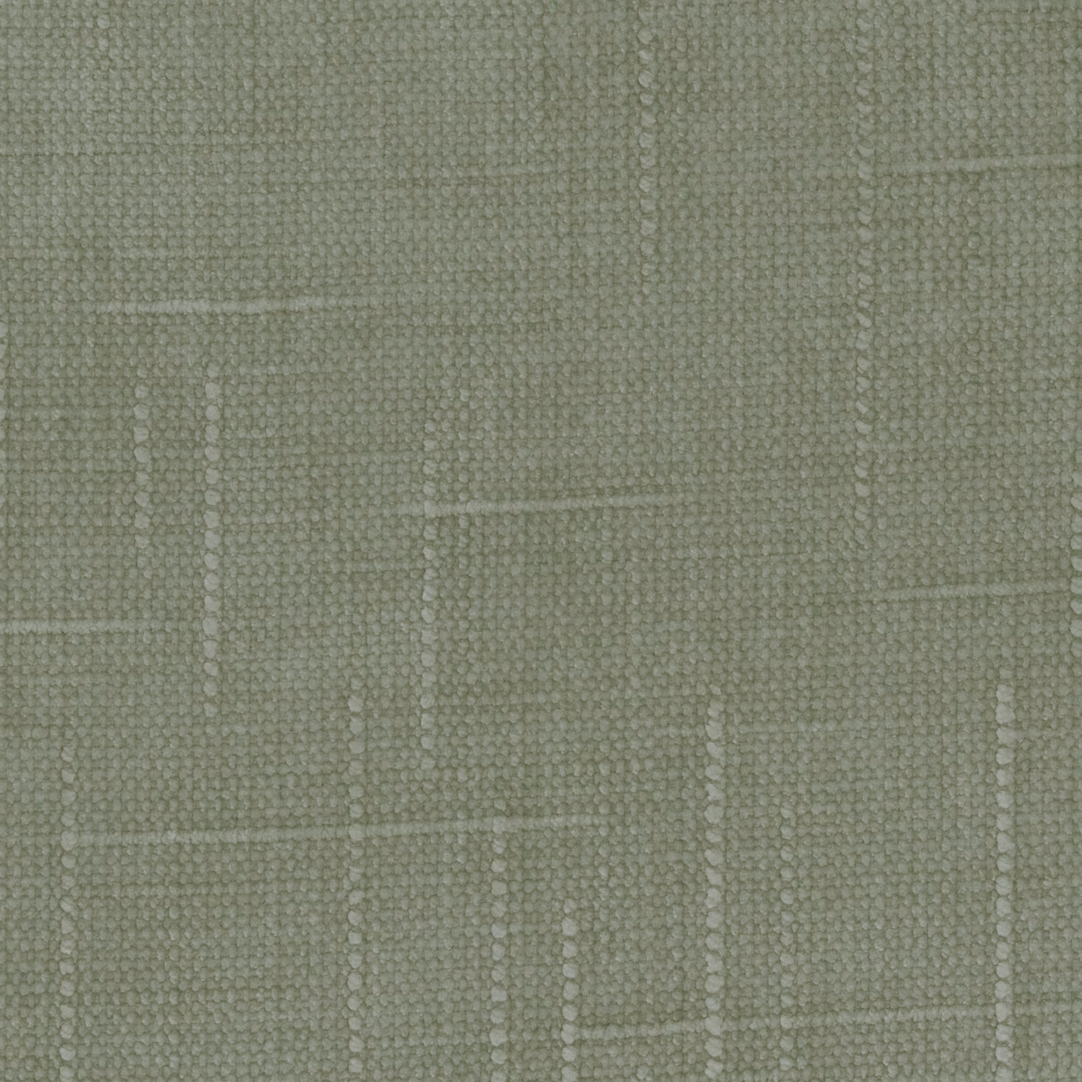 Muted pistachio-green woven textile with tonal grid lines and nubby texture
