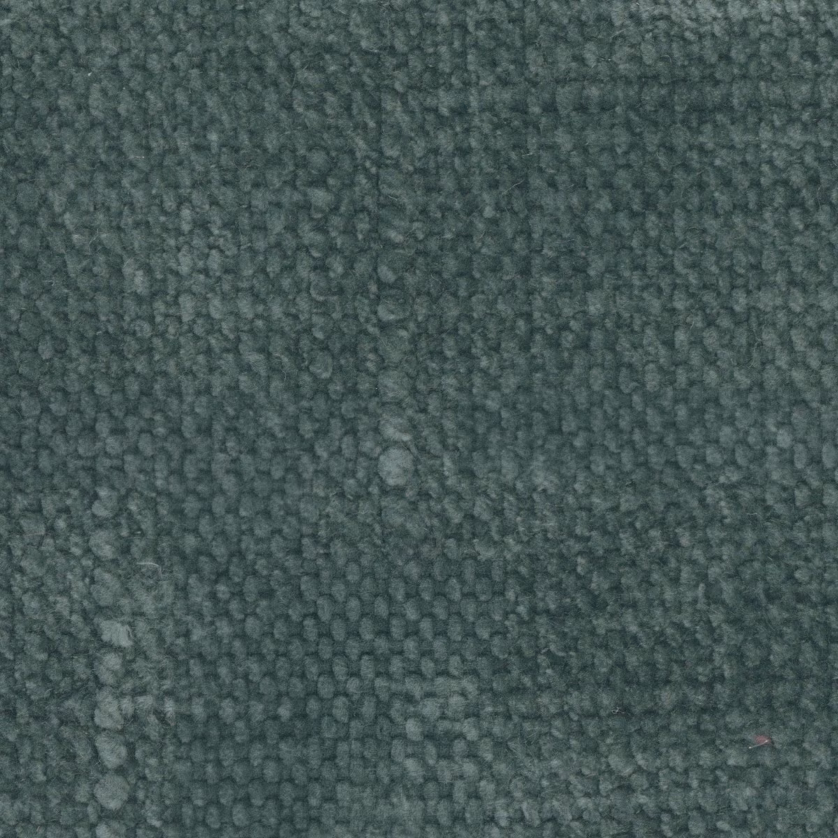 Close-up of deep storm teal fabric with a nubby, mottled woven texture