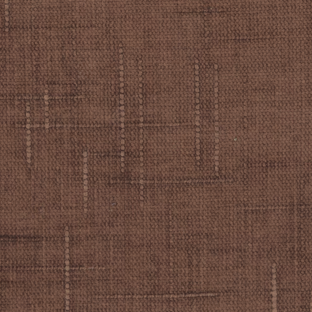 Close-up of warm mocha brown nubby weave with subtle rectangular patchwork lines
