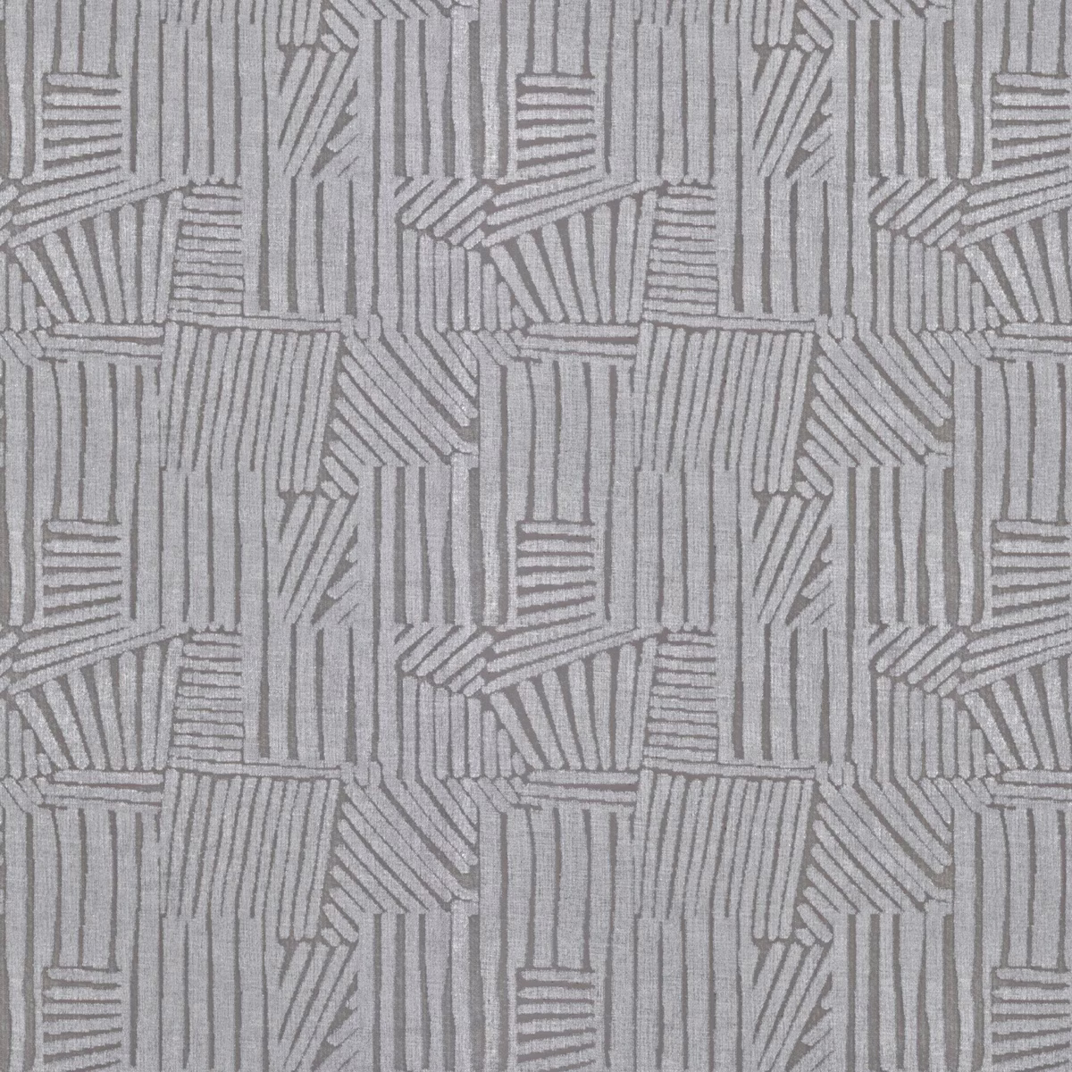 Cool grey woven swatch with interlocking ribbed linear blocks and subtle tonal texture