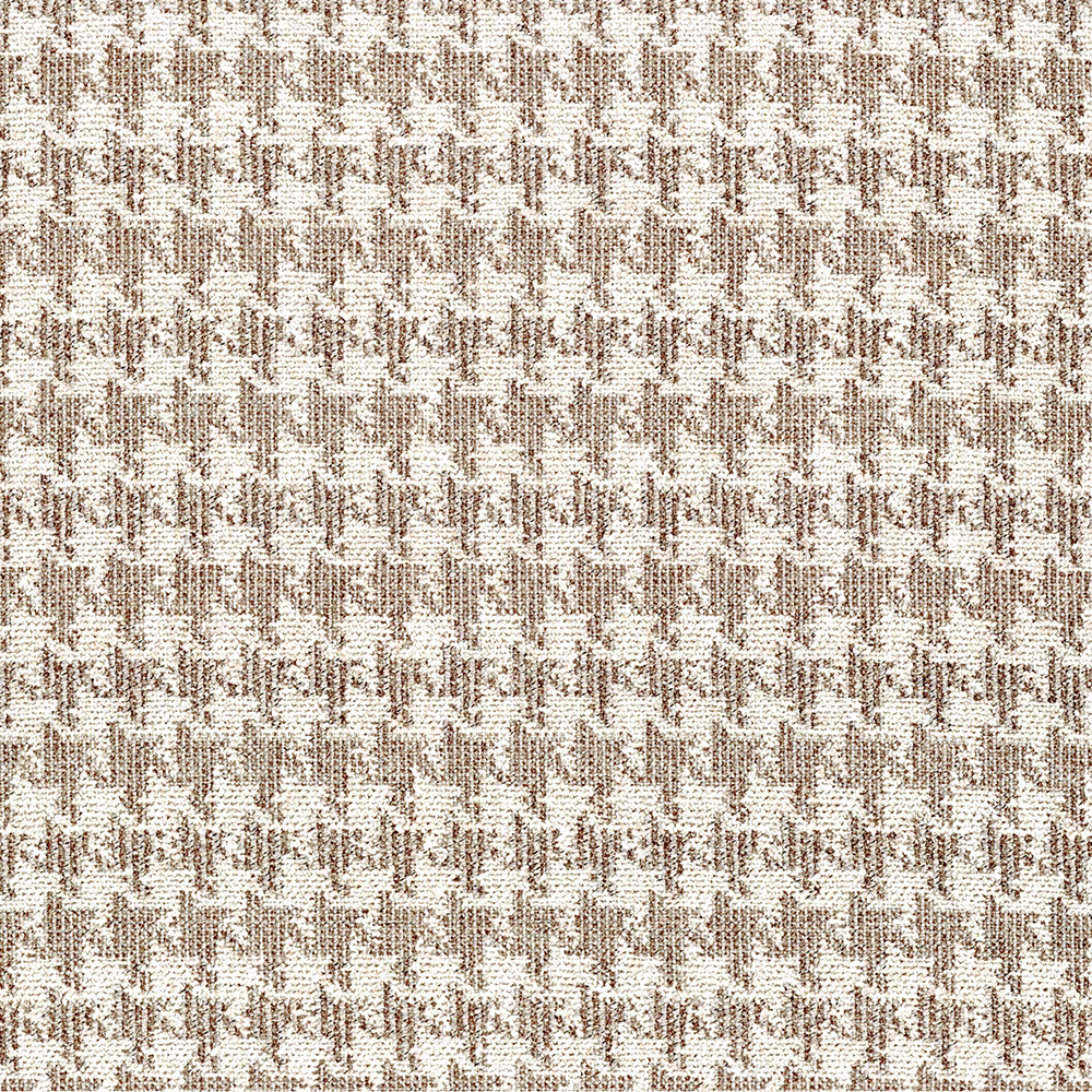 Warm taupe and cream woven fabric with small broken geometric marks and tactile texture