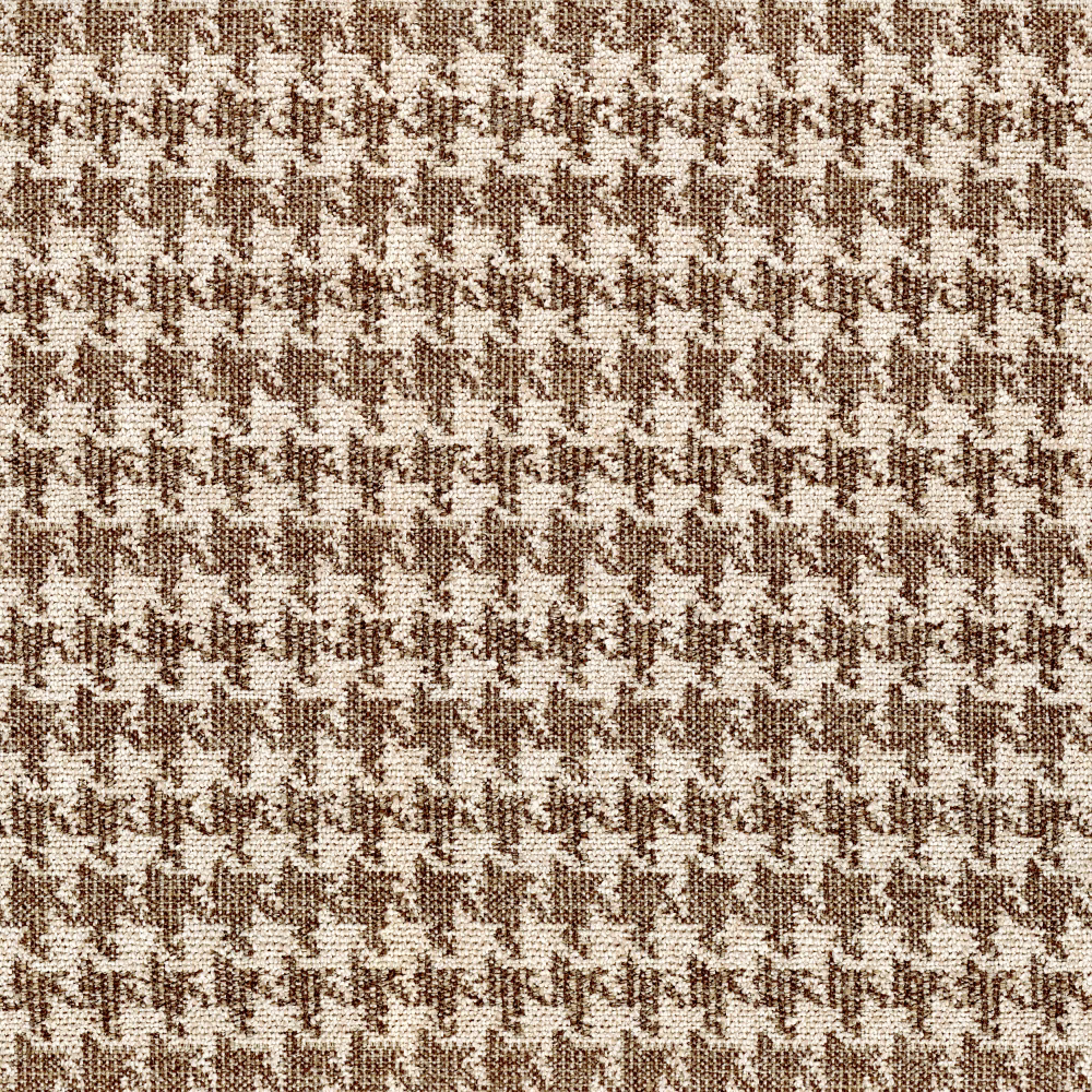 Warm cocoa and cream small-scale textured check with a nubby woven surface