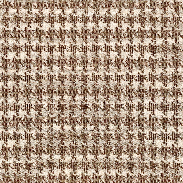 Warm cocoa and cream small-scale textured check with a nubby woven surface