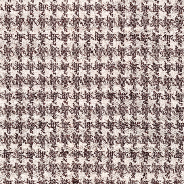 Close-up of taupe and cream textured houndstooth-style woven fabric