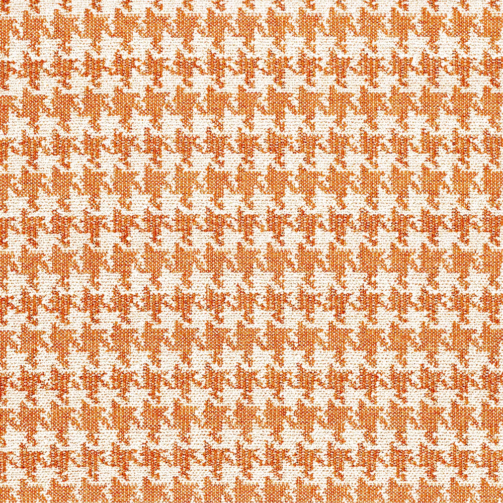 Burnt orange and ivory woven irregular check fabric with a lightly nubby texture