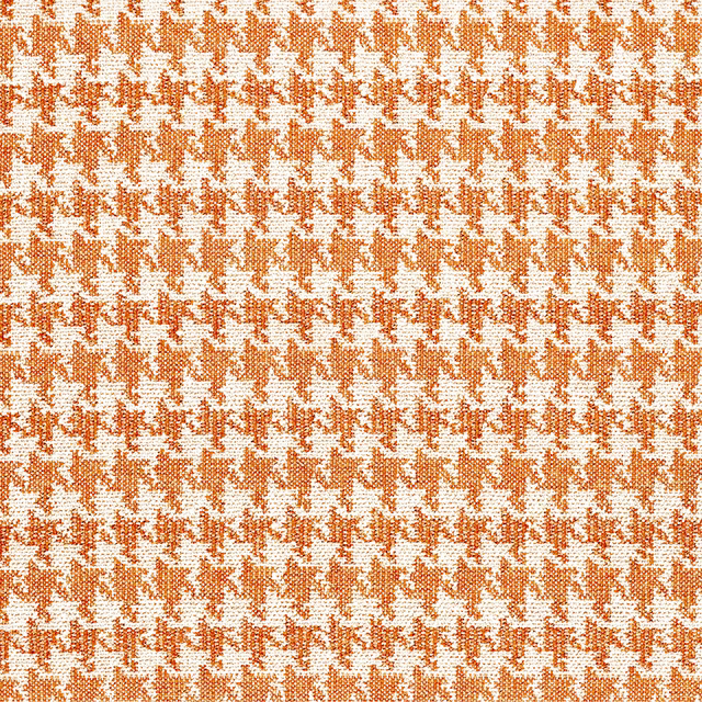 Burnt orange and ivory woven irregular check fabric with a lightly nubby texture
