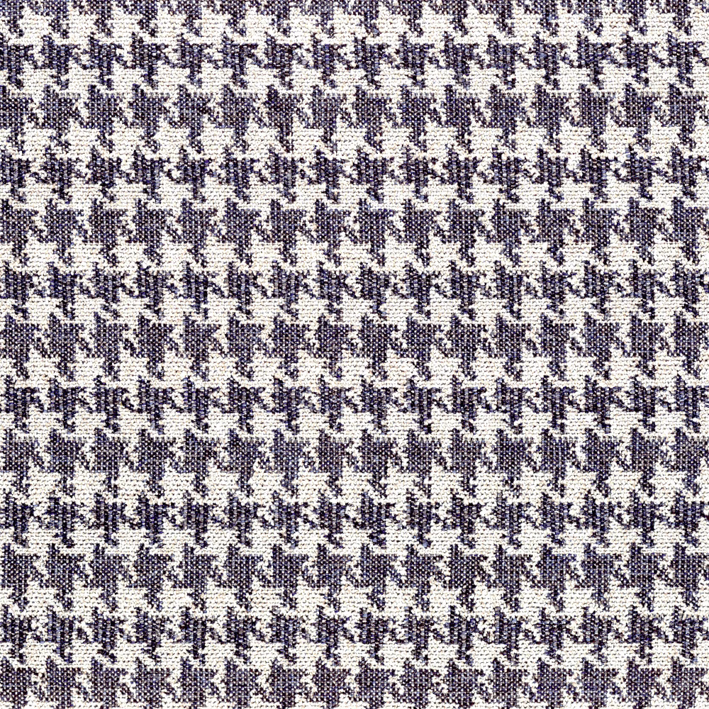 Close-up of Oxford blue and ivory woven micro houndstooth with flecked texture