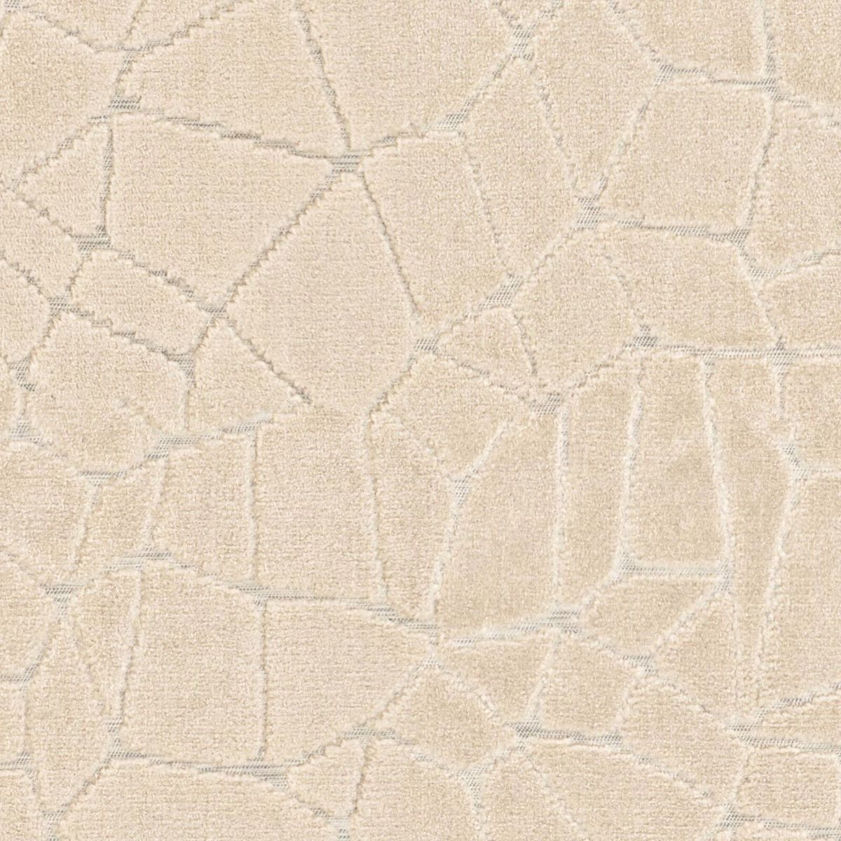 Warm oyster cream woven swatch with pale grey outlined irregular stone shapes