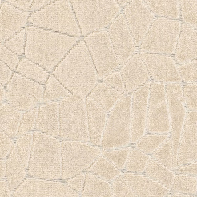 Warm oyster cream woven swatch with pale grey outlined irregular stone shapes