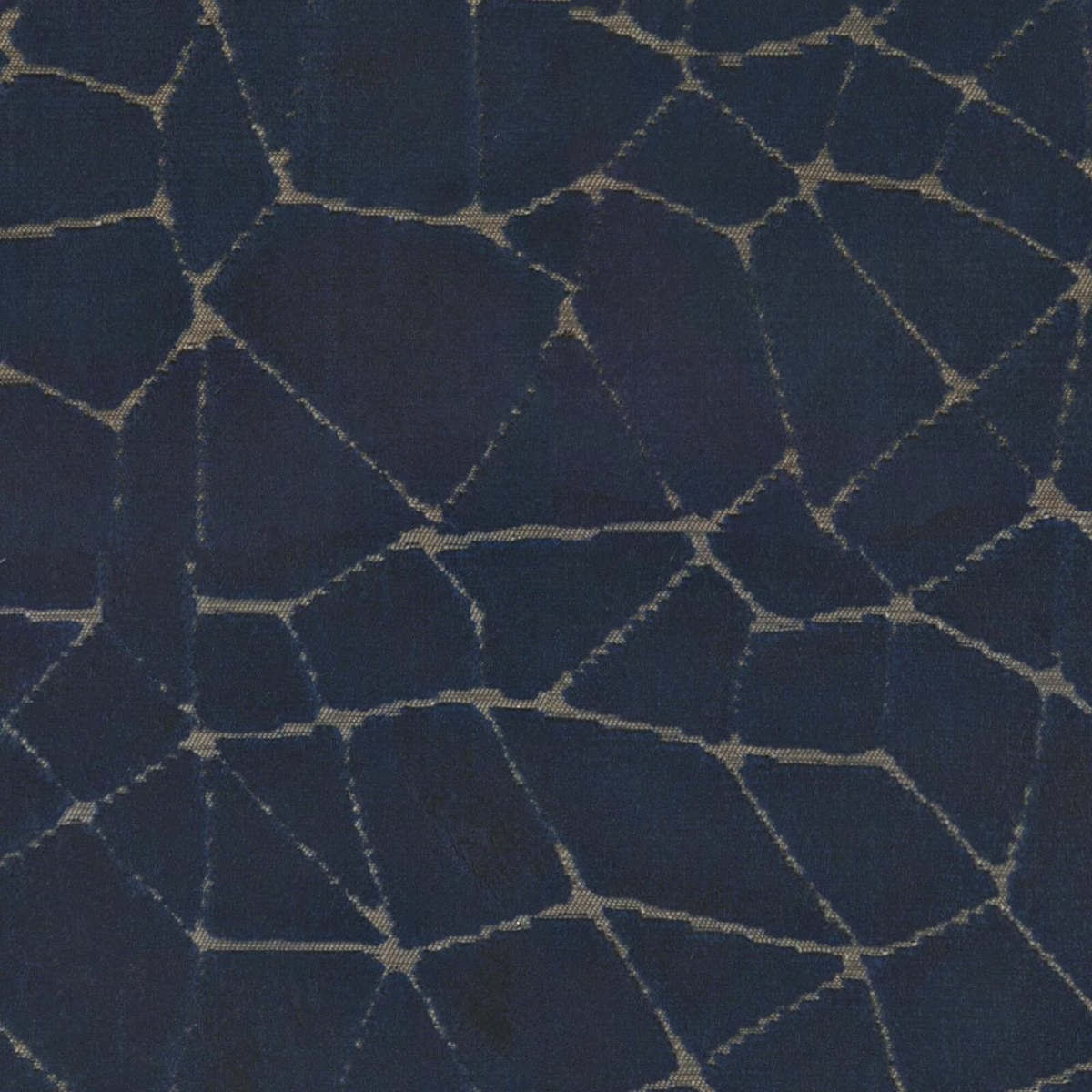 Deep ocean-blue Potala fabric with pale irregular crackle lines and softly woven texture