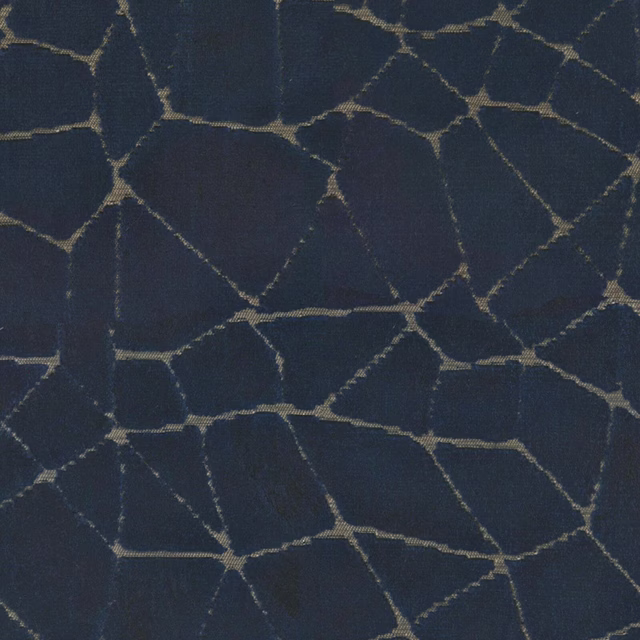 Deep ocean-blue Potala fabric with pale irregular crackle lines and softly woven texture