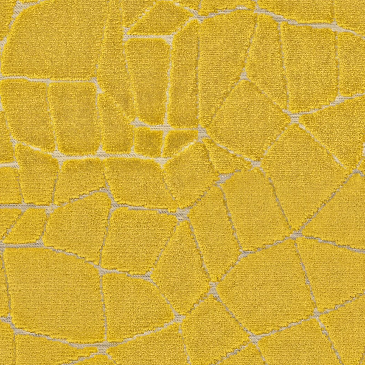 Mustard-gold Potala textile with irregular outlined blocks and a softly raised weave