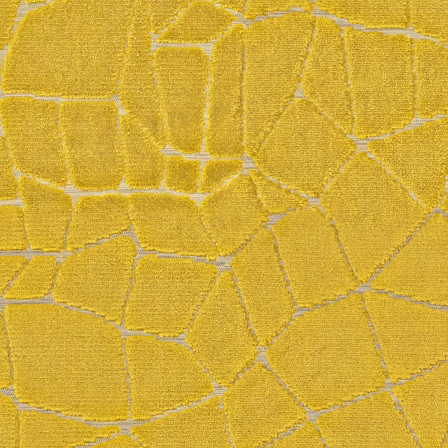 Mustard-gold Potala textile with irregular outlined blocks and a softly raised weave
