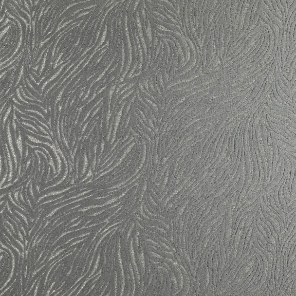 Graphite-grey fabric with raised flowing feather-like striations and subtle surface sheen