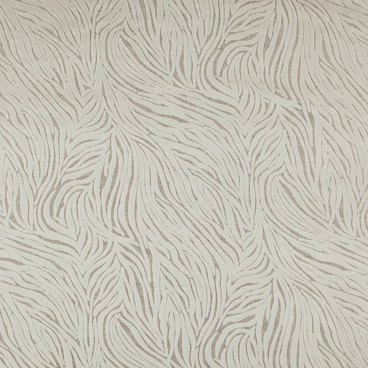Pale dove-grey textile with flowing tonal leaf lines and softly textured surface